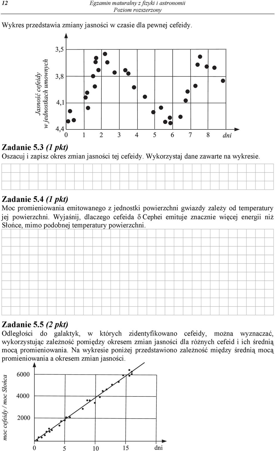 4 (1 pkt) Moc promieniowania emitowanego z jednostki powierzchni gwiazdy zależy od temperatury jej powierzchni.