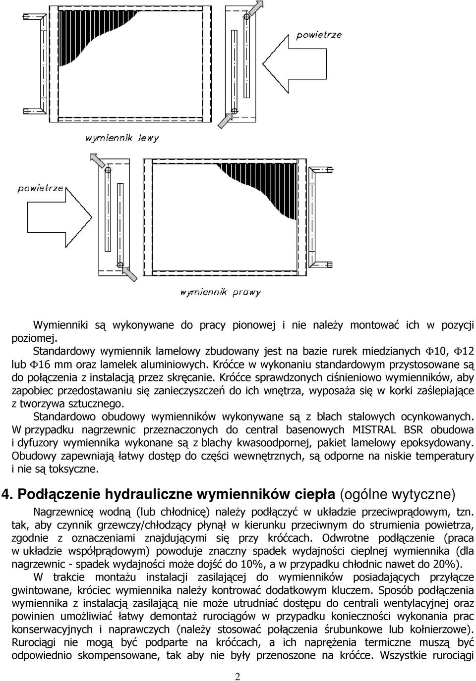 Króćce w wykonaniu standardowym przystosowane są do połączenia z instalacją przez skręcanie.