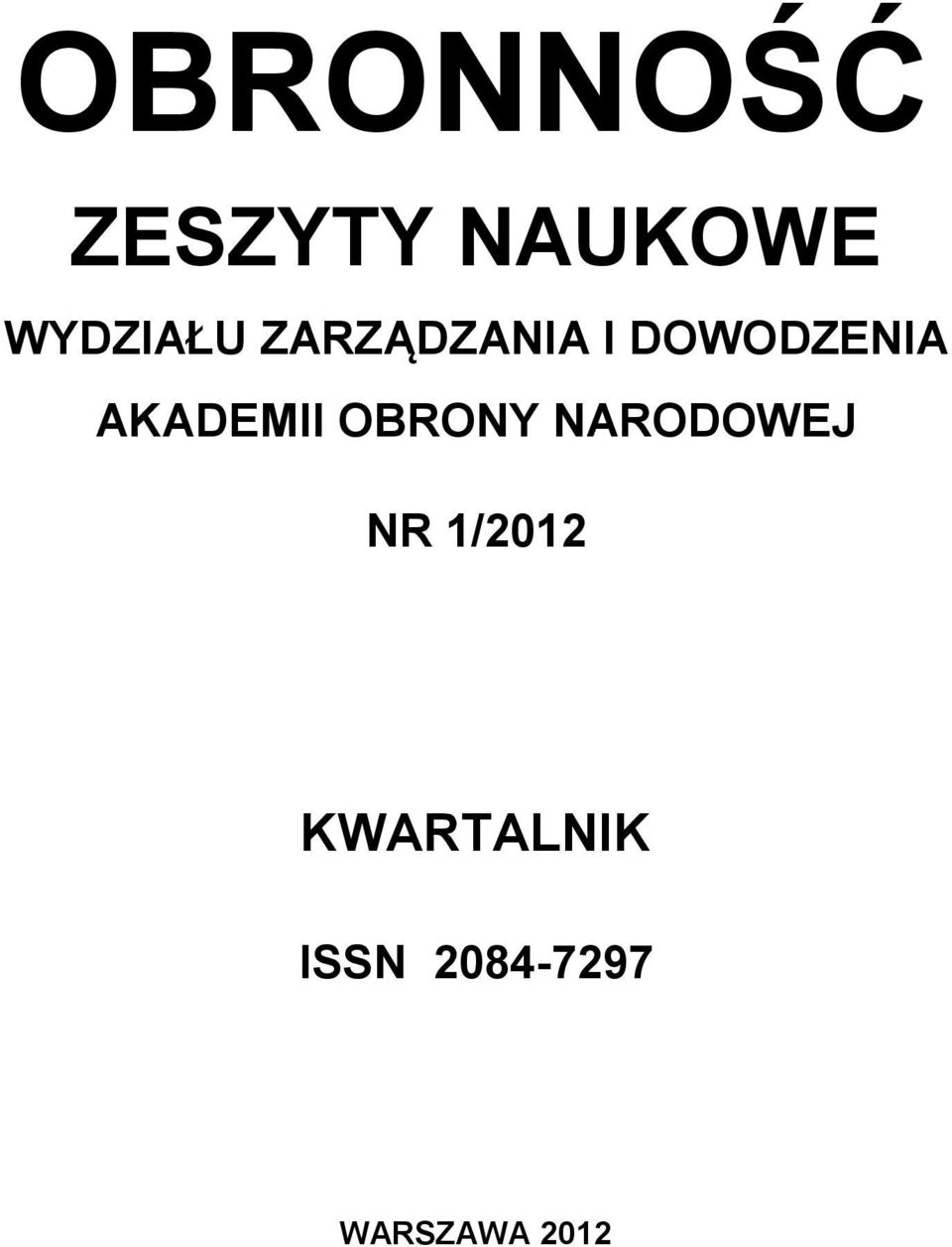 AKADEMII OBRONY NARODOWEJ NR