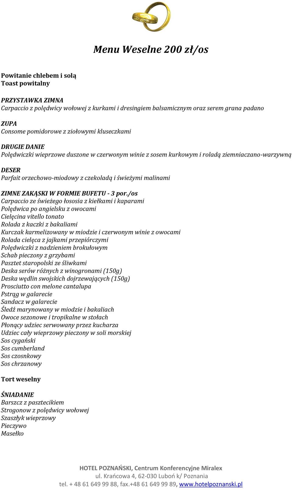 ZIMNE ZAKĄSKI W FORMIE BUFETU - 3 por.