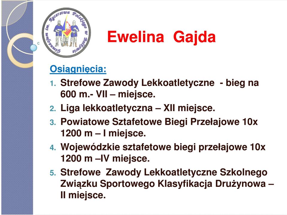 Powiatowe Sztafetowe Biegi Przełajowe 10x 1200 m I 4.