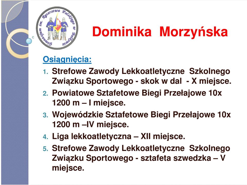 Powiatowe Sztafetowe Biegi Przełajowe 10x 1200 m I 3.