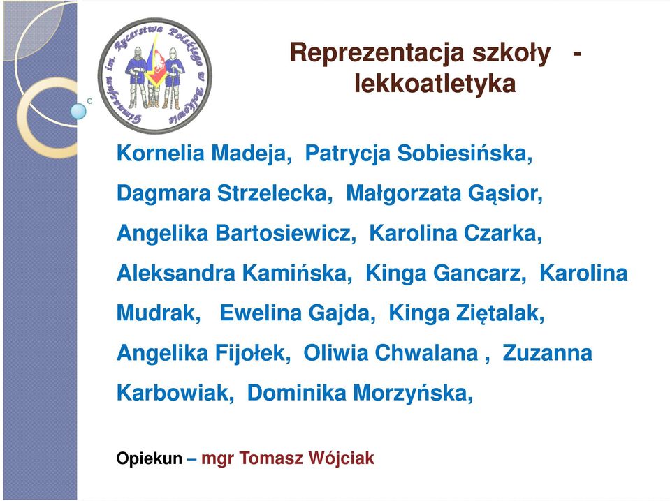 Kamińska, Kinga Gancarz, Karolina Mudrak, Ewelina Gajda, Kinga Ziętalak, Angelika