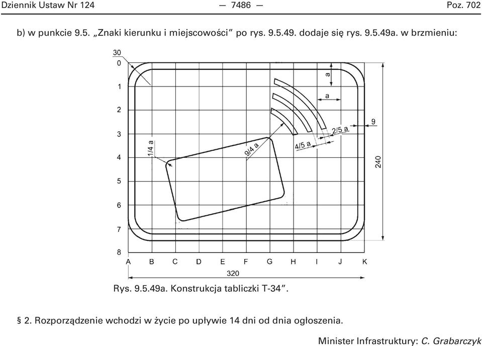 w brzmieniu: Rys. 9.5.49a. Konstrukcja tabliczki T-34. 2.