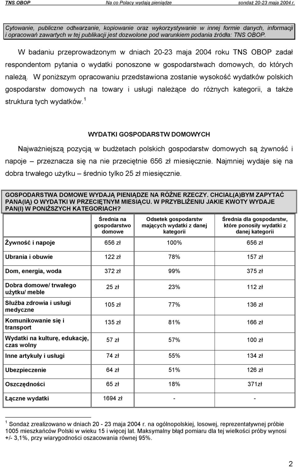 W poniższym opracowaniu przedstawiona zostanie wysokość wydatków polskich gospodarstw domowych na towary i usługi należące do różnych kategorii, a także struktura tych wydatków.