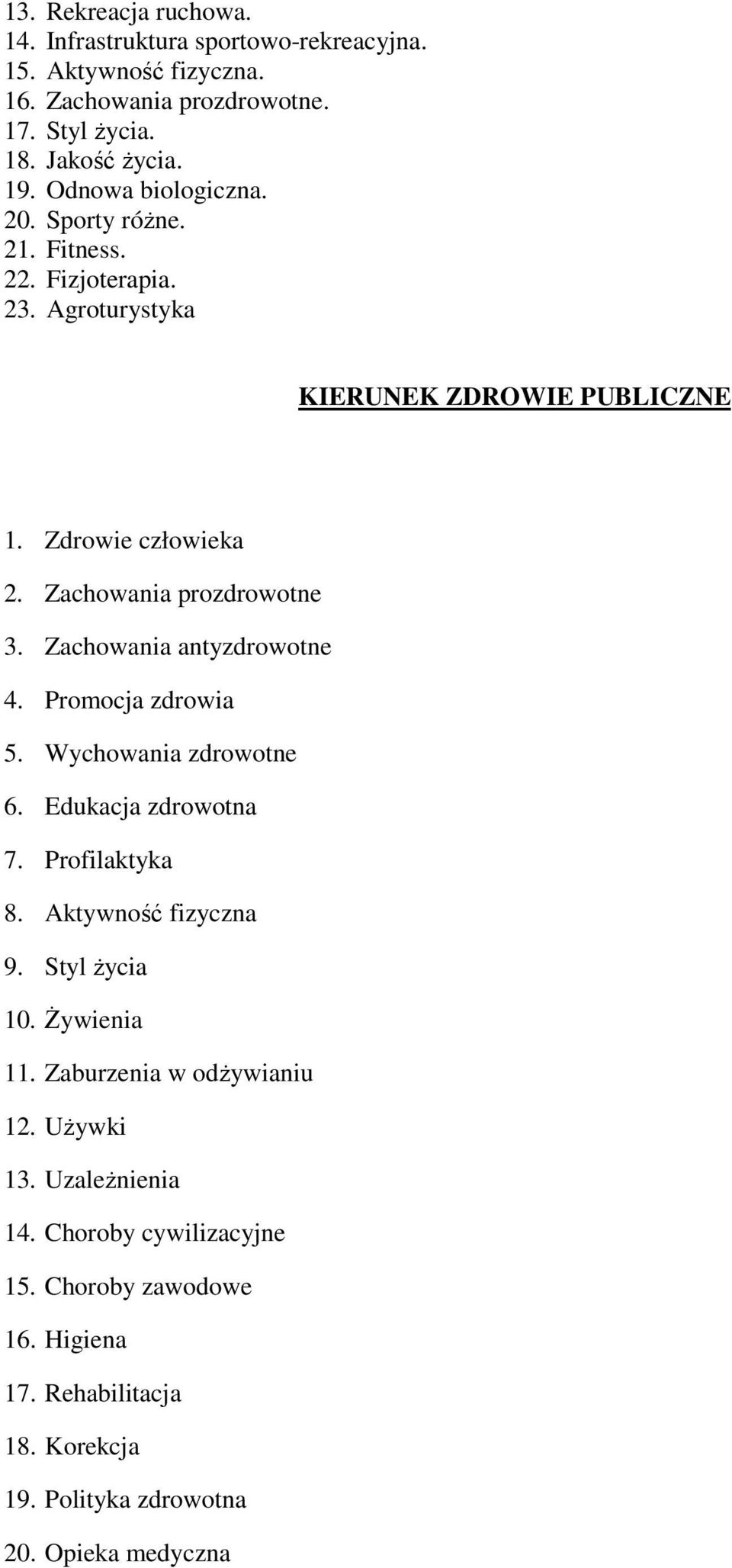 Zachowania antyzdrowotne 4. Promocja zdrowia 5. Wychowania zdrowotne 6. Edukacja zdrowotna 7. Profilaktyka 8. Aktywność fizyczna 9. Styl życia 10. Żywienia 11.