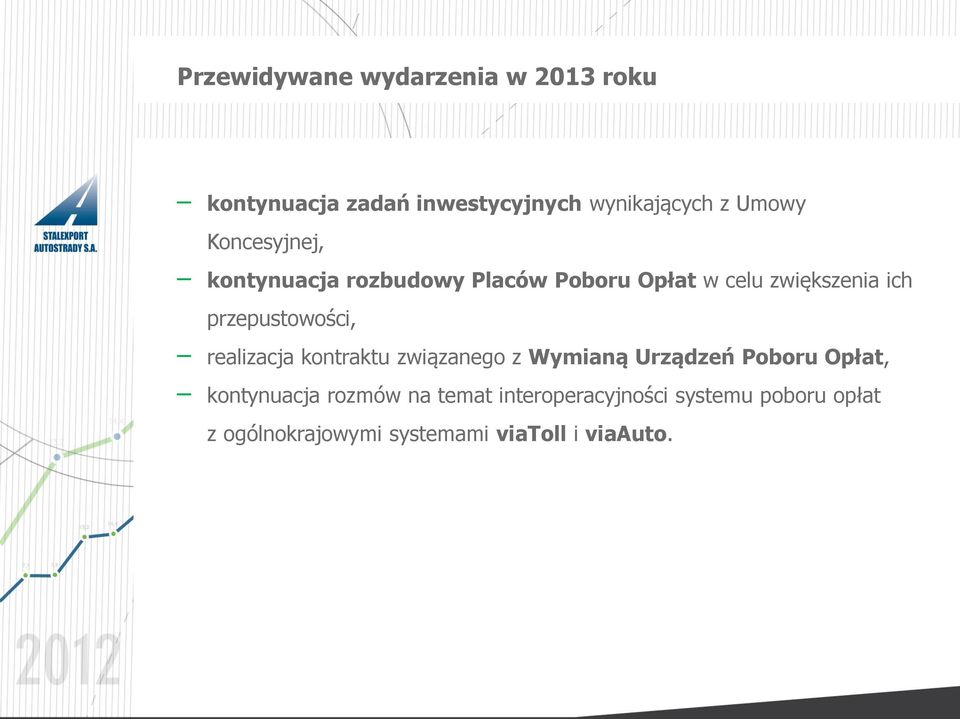 przepustowości, realizacja kontraktu związanego z Wymianą Urządzeń Poboru Opłat,