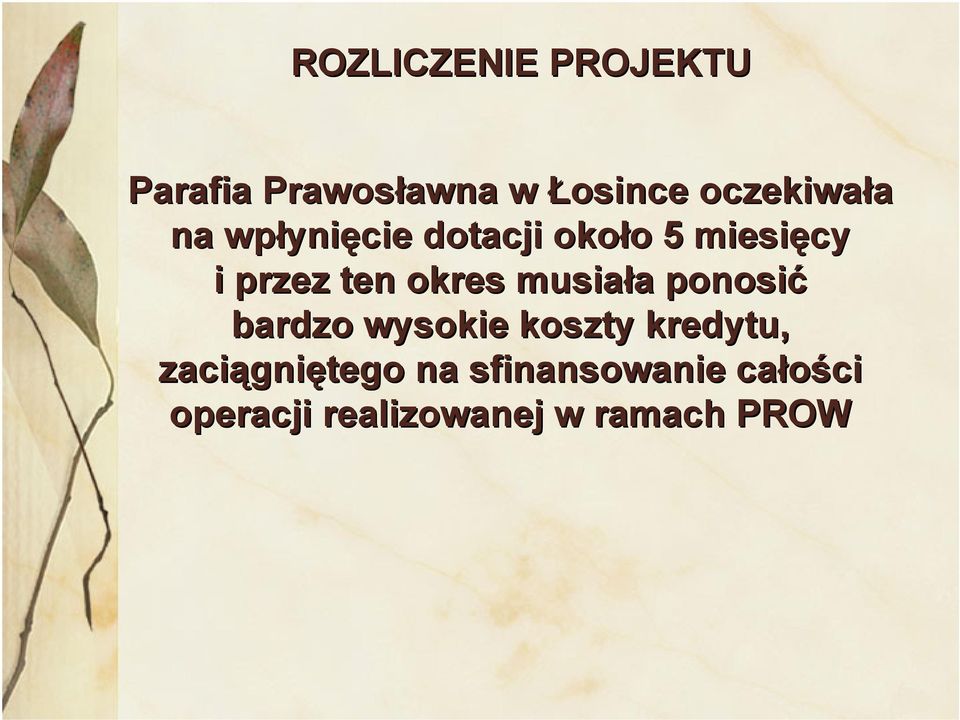 ten okres musiała a ponosić bardzo wysokie koszty kredytu,