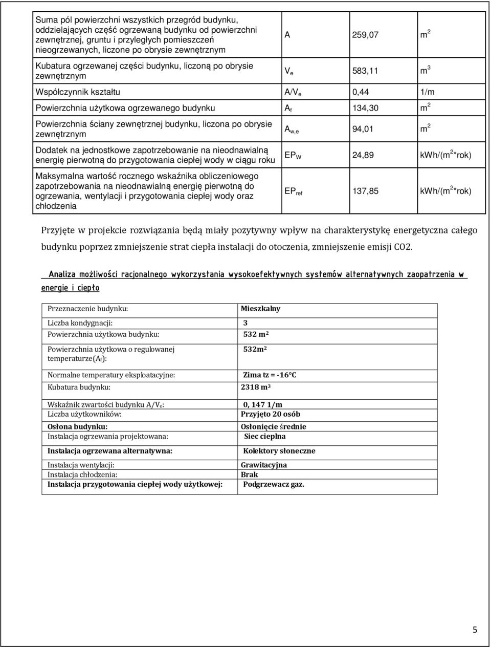 Powierzchnia ściany zewnętrznej budynku, liczona po obrysie zewnętrznym Dodatek na jednostkowe zapotrzebowanie na nieodnawialną energię pierwotną do przygotowania ciepłej wody w ciągu roku Maksymalna