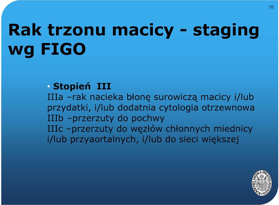 cytologia otrzewnowa IIIb przerzuty do pochwy IIIc przerzuty do