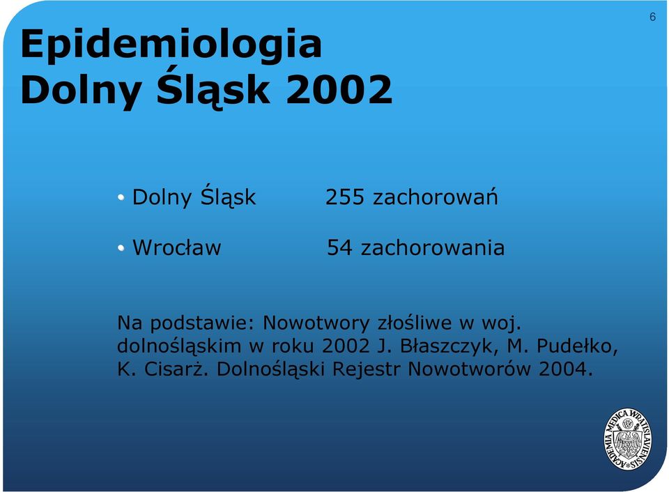 Nowotwory złośliwe w woj. dolnośląskim w roku 2002 J.