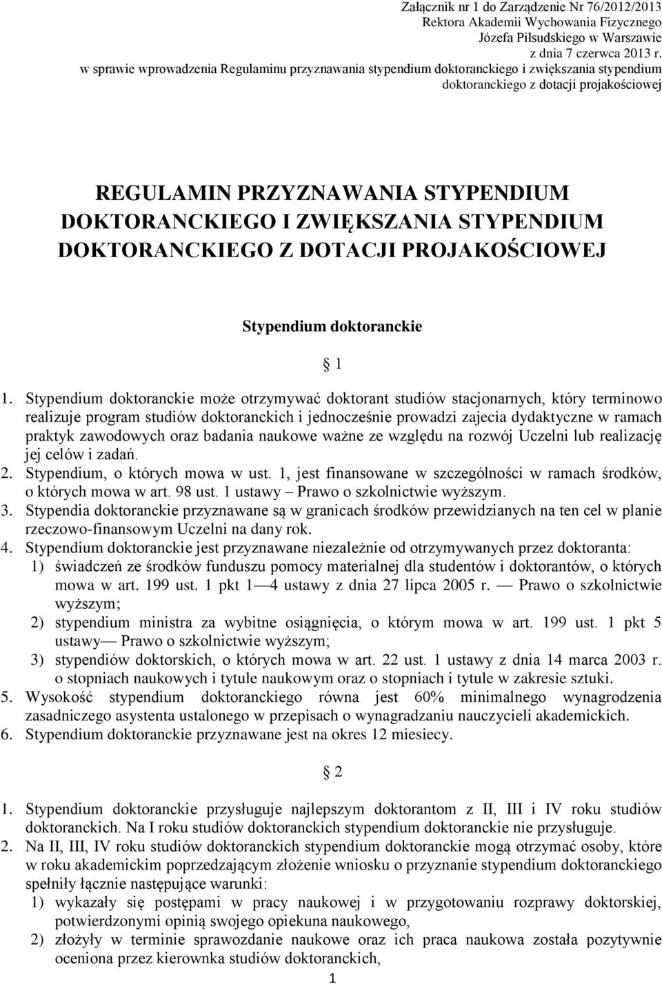 PROJAKOŚCIOWEJ 1 1.