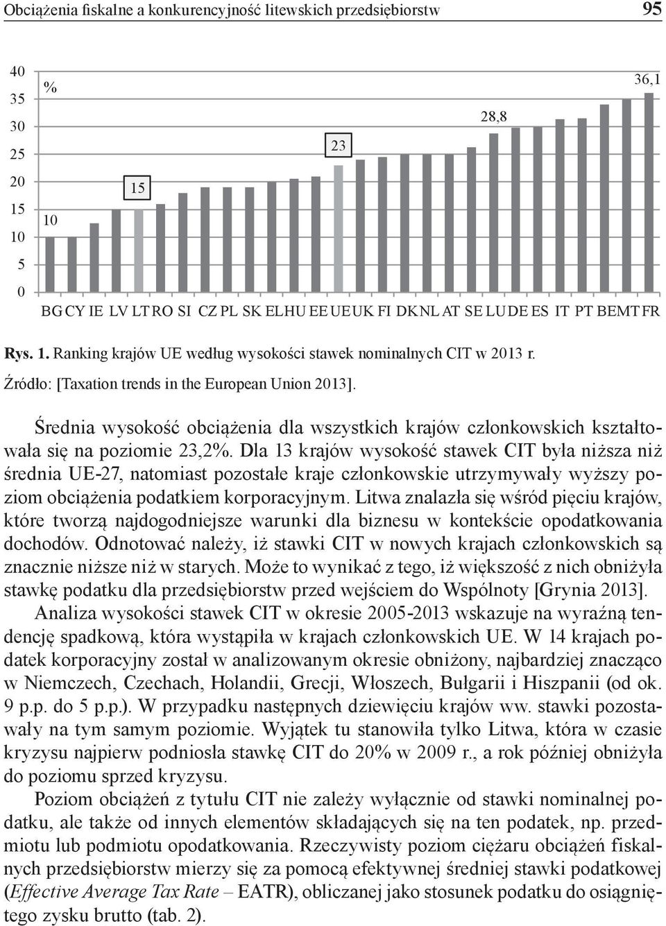 Dla 13 krajów wysokość stawek CIT była niższa niż średnia UE-27, natomiast pozostałe kraje członkowskie utrzymywały wyższy poziom obciążenia podatkiem korporacyjnym.