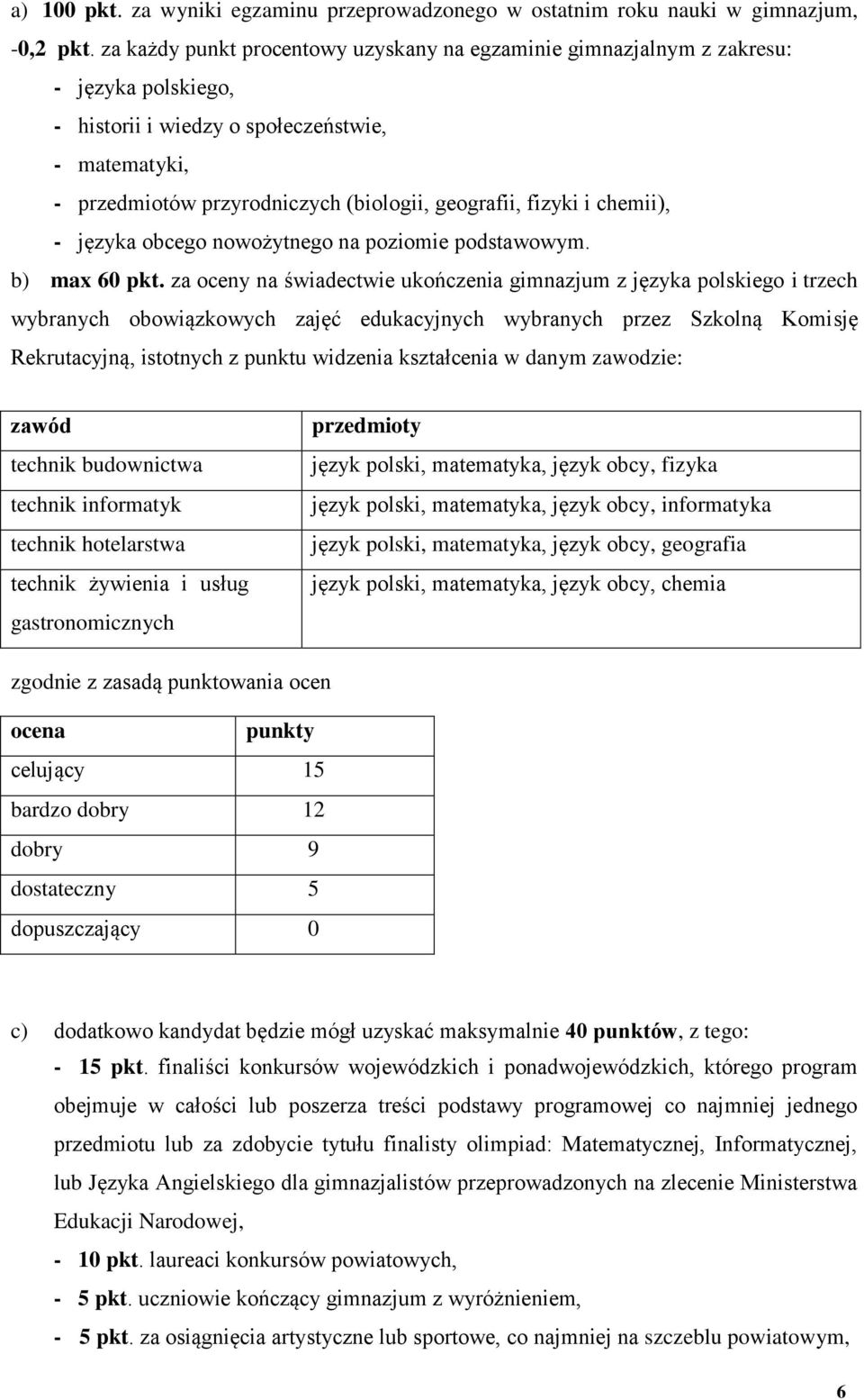 fizyki i chemii), - języka obcego nowożytnego na poziomie podstawowym. b) max 60 pkt.