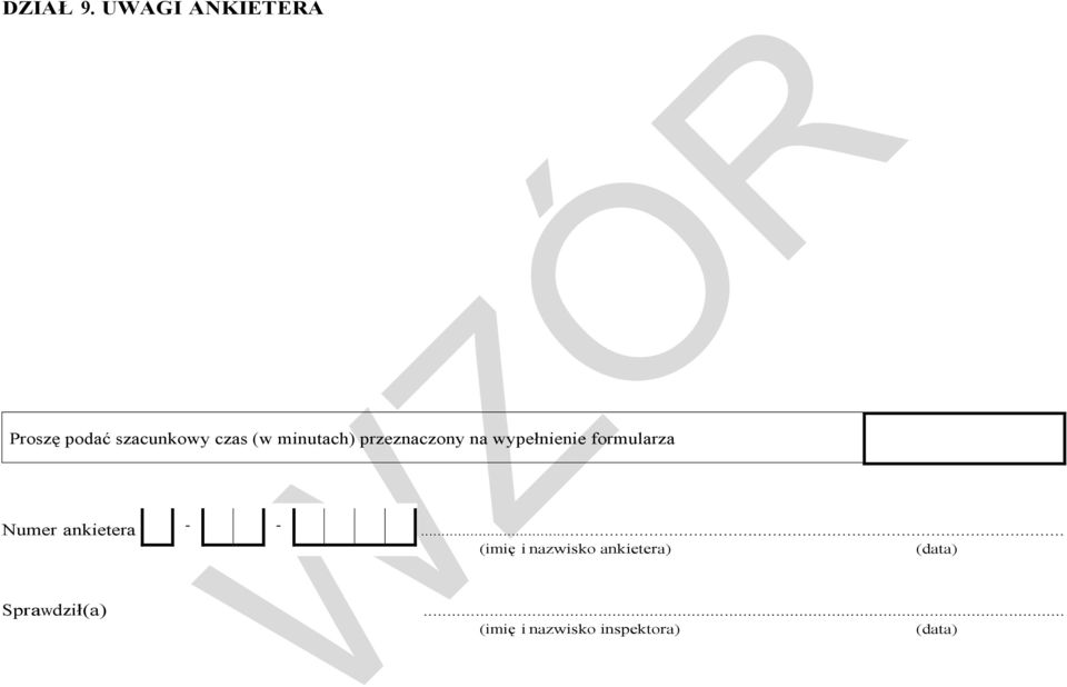 minutach) przeznaczony na wypełnienie formularza