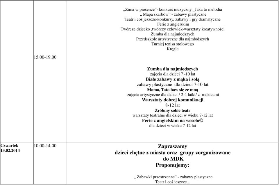 lat Mamo, Tato baw się ze mną zajęcia artystyczne dla dzieci / 2-4 latki/ z rodzicami Warsztaty dobrej komunikacji 8-12 lat