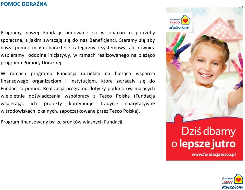 W ramach programu Fundacja udzielała na bieżąco wsparcia finansowego organizacjom i instytucjom, które zwracały się do Fundacji o pomoc.