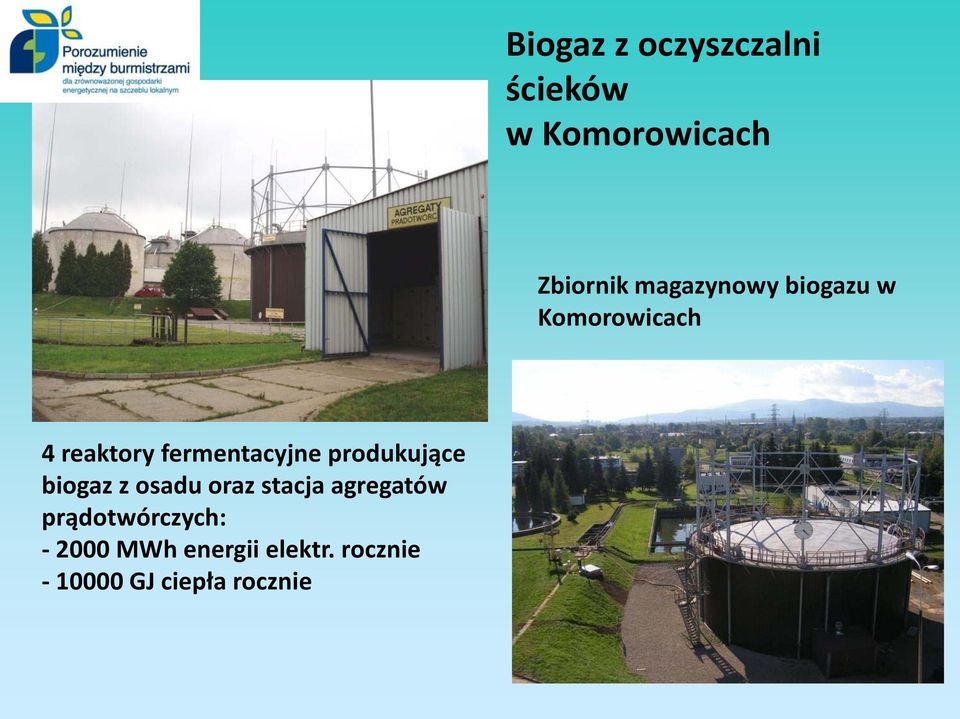 produkujące biogaz z osadu oraz stacja agregatów