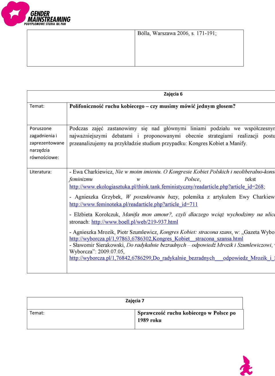 realizacji postu przeanalizujemy na przykładzie studium przypadku: Kongres Kobiet a Manify. - Ewa Charkiewicz, Nie w moim imieniu.