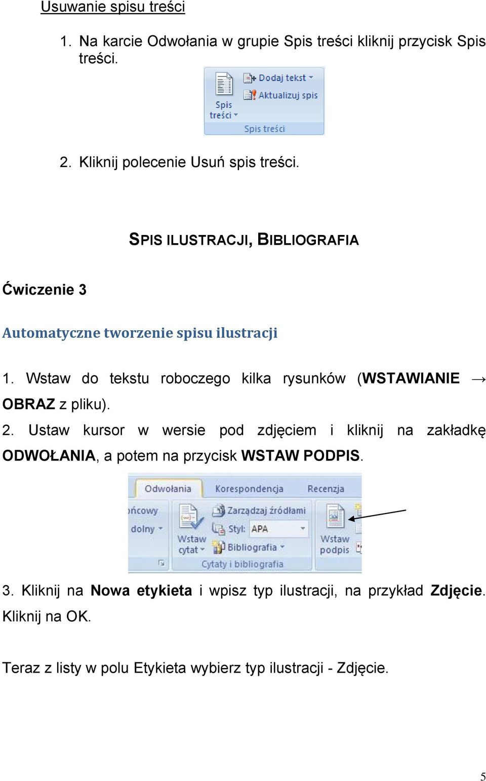 Wstw do tekstu roboczego kilk rysunków (WSTAWIANIE OBRAZ z pliku). 2.