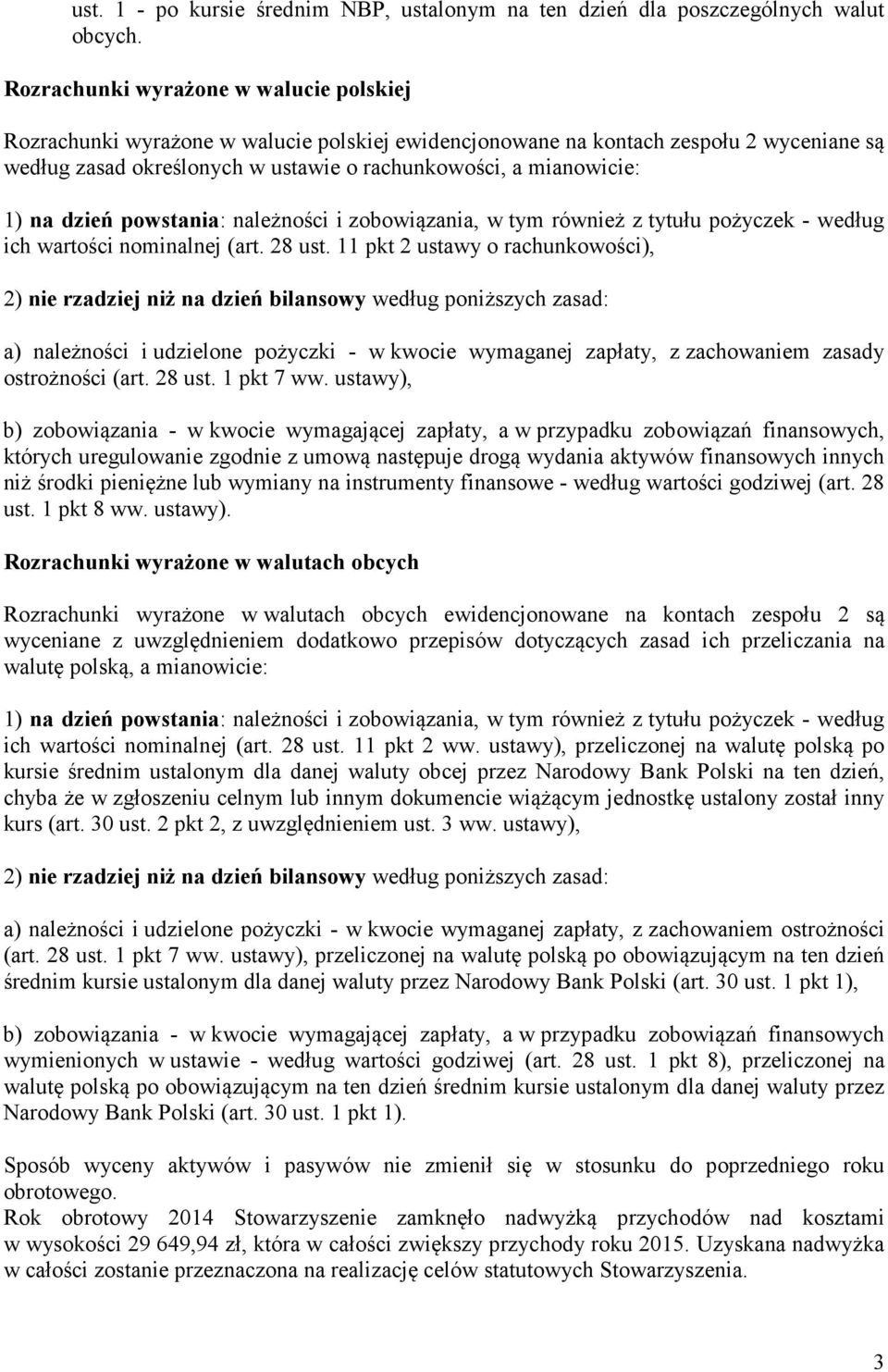 na dzień powstania: należności i zobowiązania, w tym również z tytułu pożyczek - według ich wartości nominalnej (art. 28 ust.