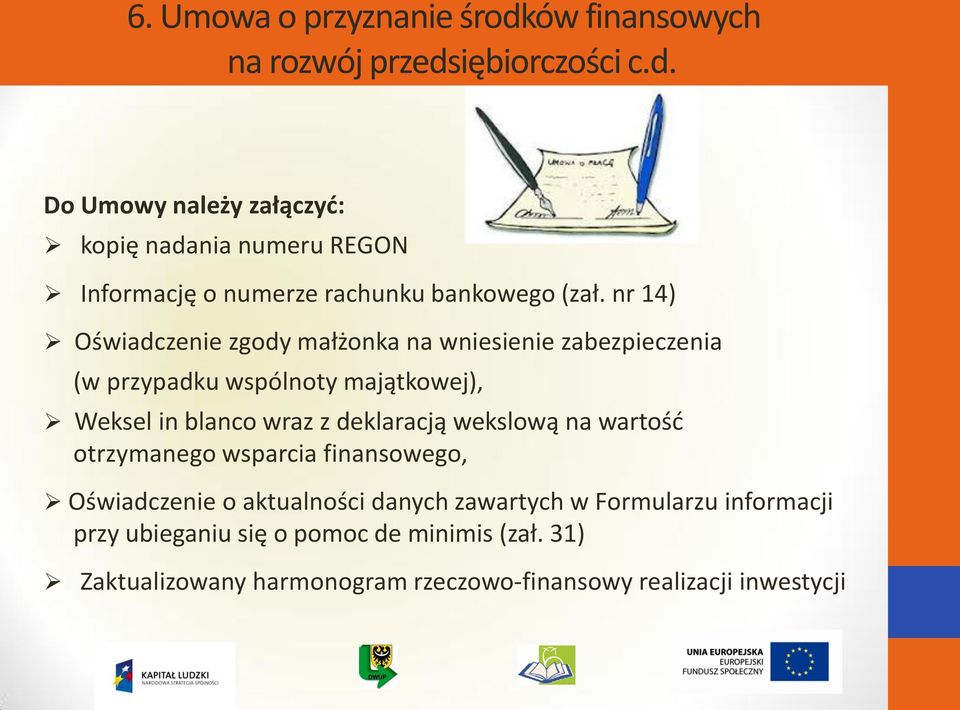 wekslową na wartość otrzymanego wsparcia finansowego, Oświadczenie o aktualności danych zawartych w Formularzu informacji przy ubieganiu
