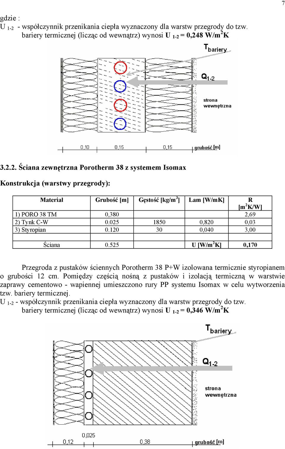 Pomiędzy częścią nośną z pustaków i izolacją termiczną w warstwie zaprawy cementowo - wapiennej umieszczono rury PP systemu Isomax w celu wytworzenia tzw. bariery termicznej.