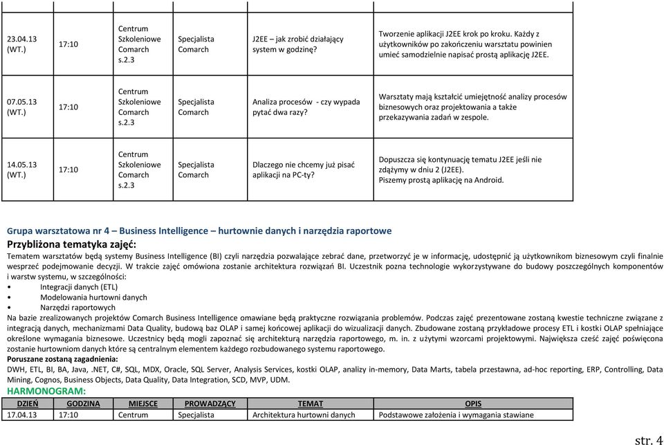 Dopuszcza się kontynuację tematu J2EE jeśli nie zdążymy w dniu 2 (J2EE). Piszemy prostą aplikację na Android.