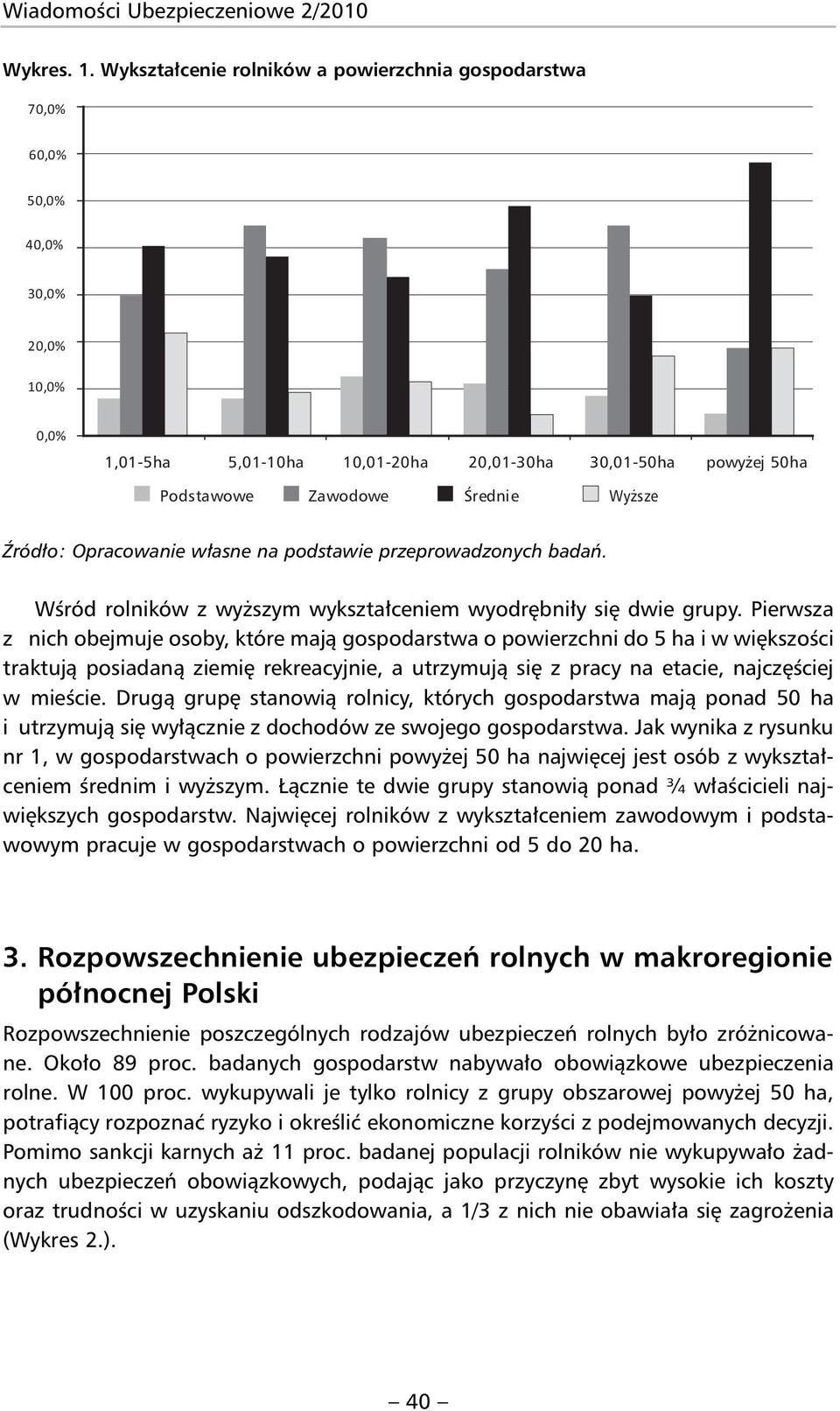 Wśród rolników z wyższym wykształceniem wyodrębniły się dwie grupy.