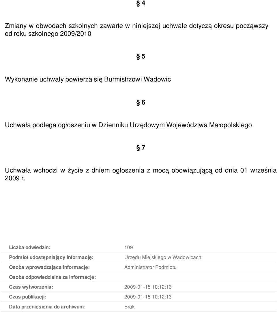 obowiązującą od dnia 01 września 2009 r.