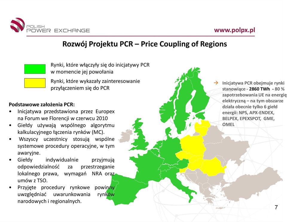 Wszyscy uczestnicy stosują wspólne systemowe procedury operacyjne, w tym awaryjne. Giełdy indywidualnie przyjmują odpowiedzialnośd za przestrzeganie lokalnego prawa, wymagao NRA oraz umów z TSO.