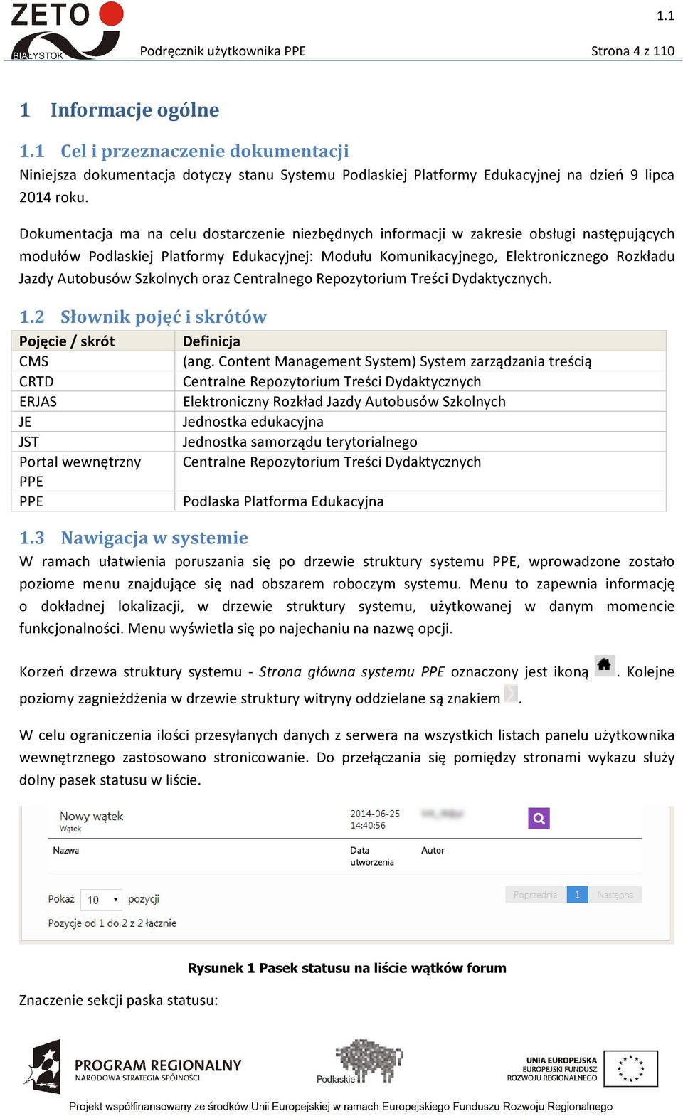 Szkolnych oraz Centralnego Repozytorium Treści Dydaktycznych. 1.2 Słownik pojęć i skrótów Pojęcie / skrót Definicja CMS (ang.