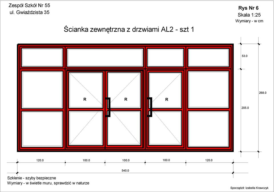 Skala 1:25 Wymiary - w cm 53.0 R R R 268.0 205.0 120.0 100.0 100.0 100.0 120.0 540.