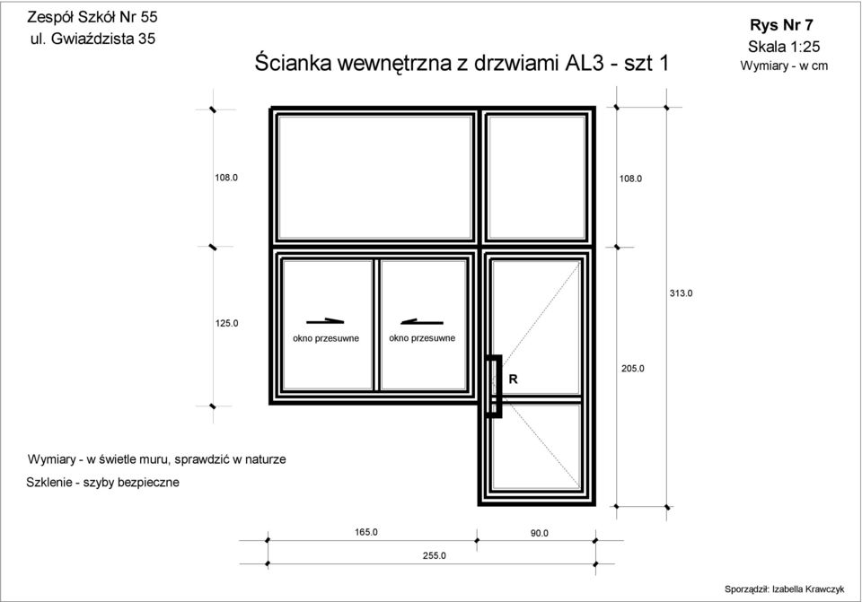 1:25 Wymiary - w cm 108.0 108.0 313.0 125.