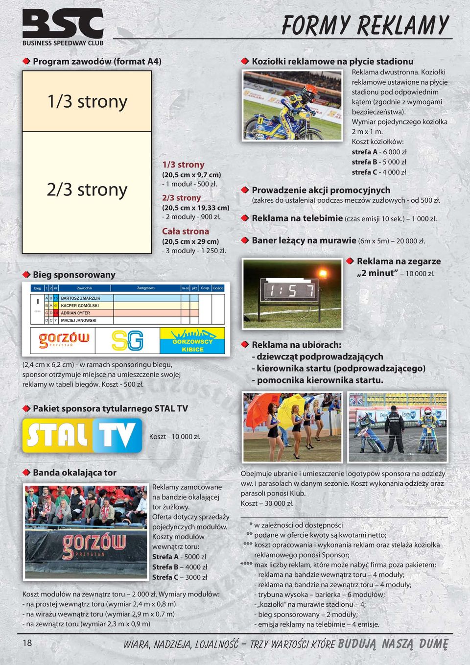 Koziołki reklamowe ustawione na płycie stadionu pod odpowiednim kątem (zgodnie z wymogami bezpieczeństwa). Wymiar pojedynczego koziołka mxm.