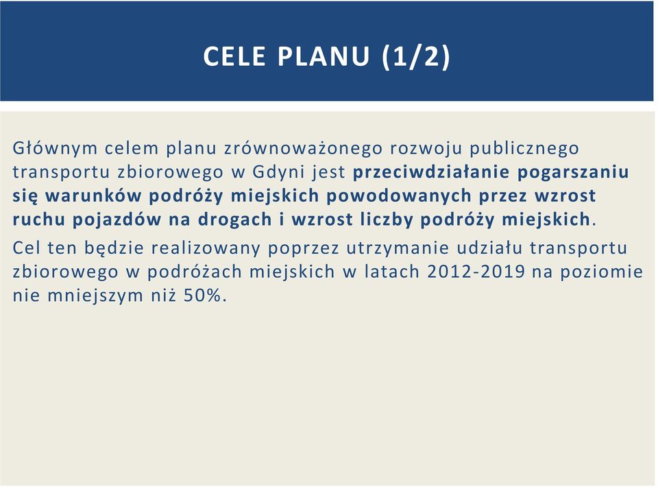 pojazdów na drogach i wzrost liczby podróży miejskich.