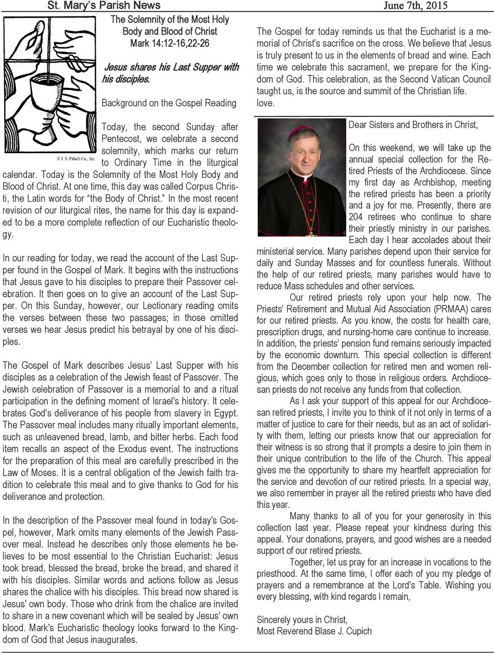 We believe that Jesus is truly present to us in the elements of bread and wine. Each time we celebrate this sacrament, we prepare for the Kingdom of God.