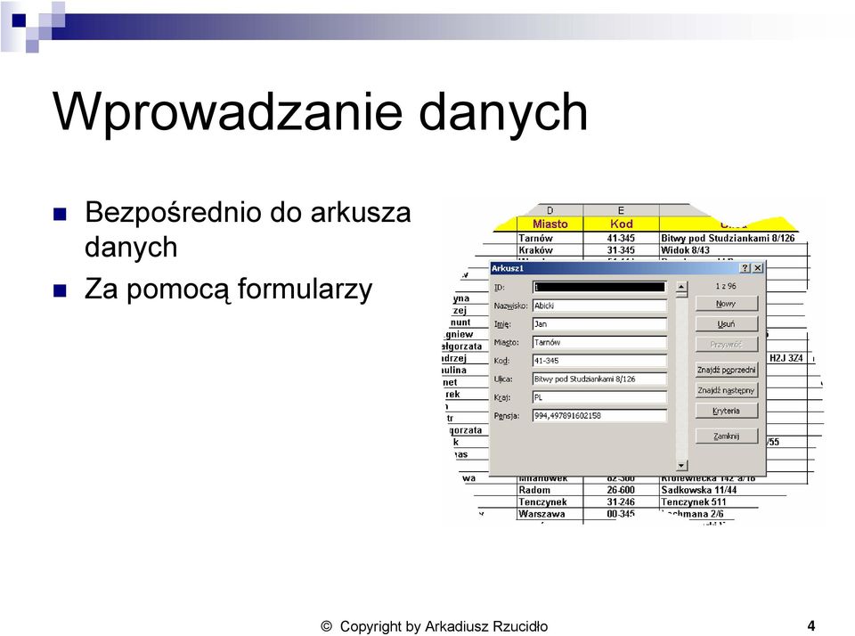 danych Za pomocą