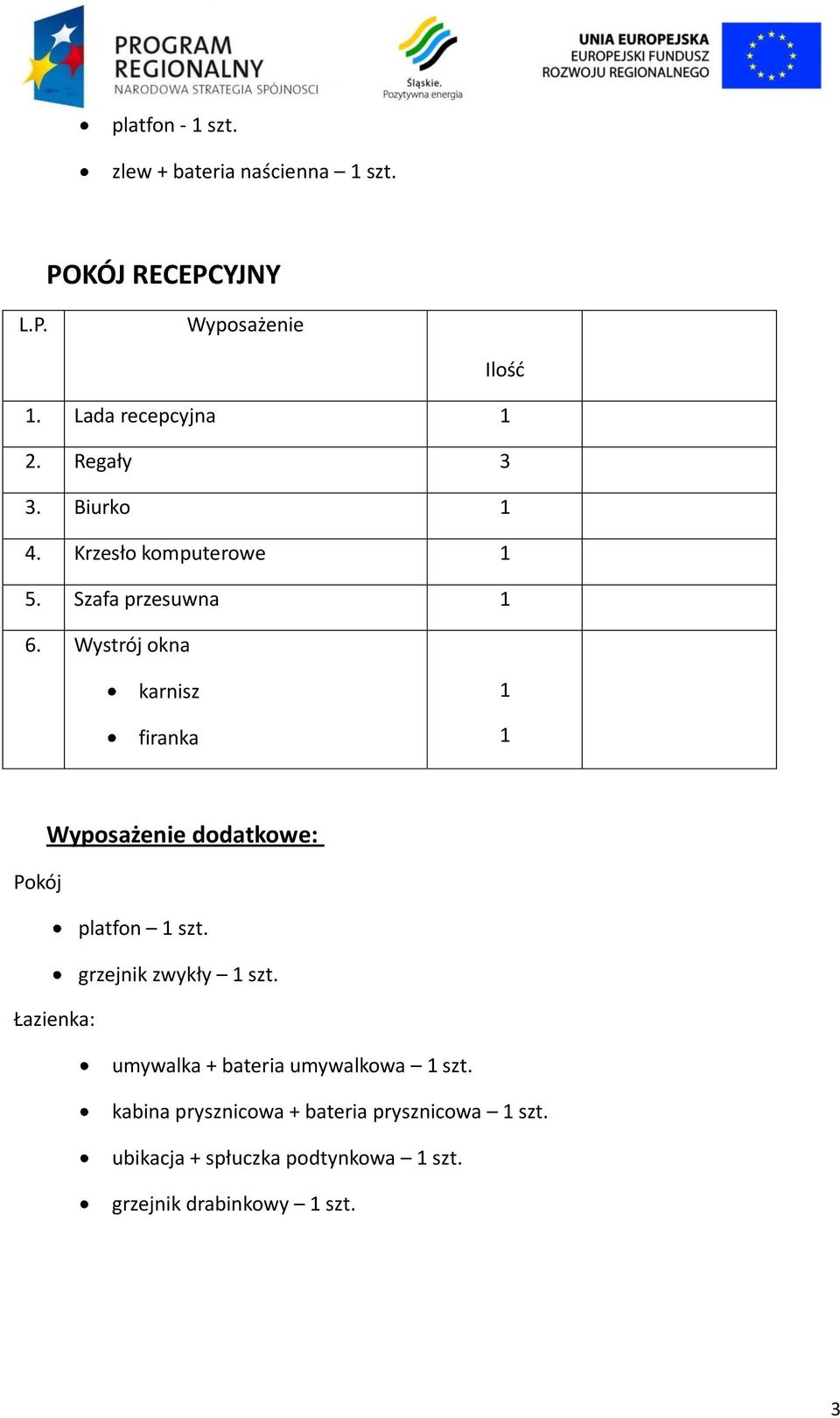 Wystrój okna karnisz firanka Wyposażenie dodatkowe: Pokój platfon szt. grzejnik zwykły szt.