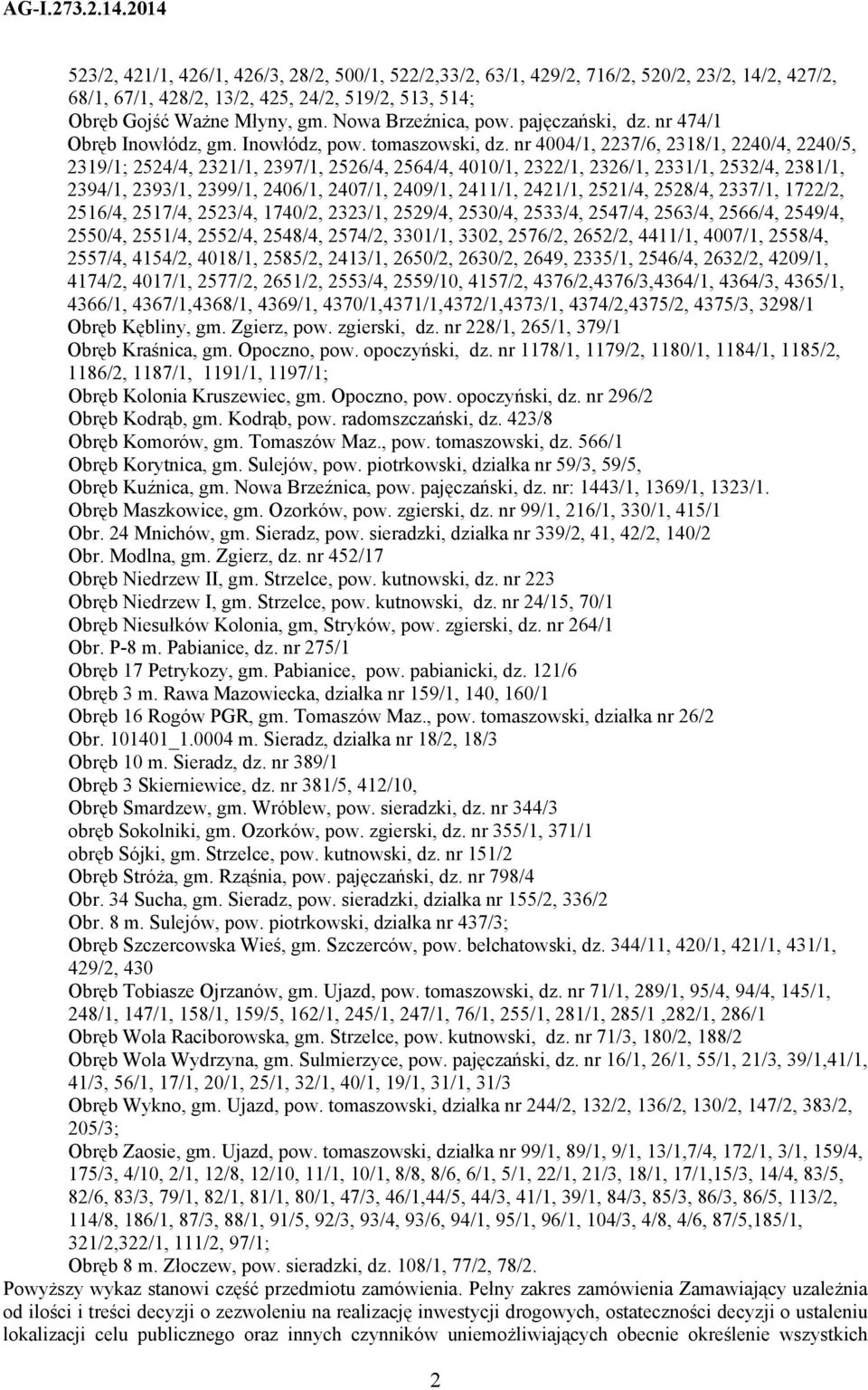 nr 4004/1, 2237/6, 2318/1, 2240/4, 2240/5, 2319/1; 2524/4, 2321/1, 2397/1, 2526/4, 2564/4, 4010/1, 2322/1, 2326/1, 2331/1, 2532/4, 2381/1, 2394/1, 2393/1, 2399/1, 2406/1, 2407/1, 2409/1, 2411/1,