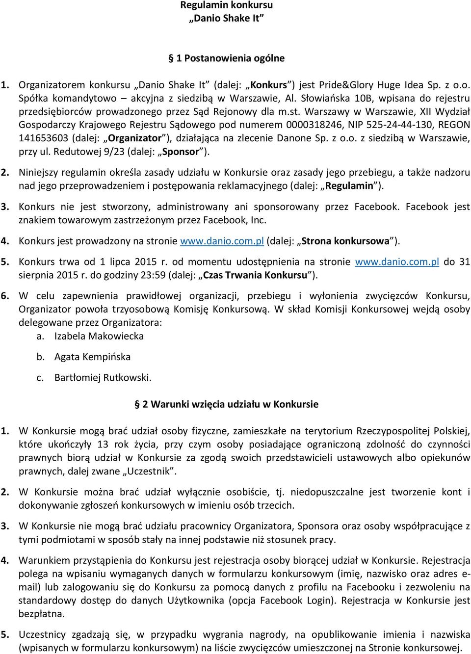 u przedsiębiorców prowadzonego przez Sąd Rejonowy dla m.st.