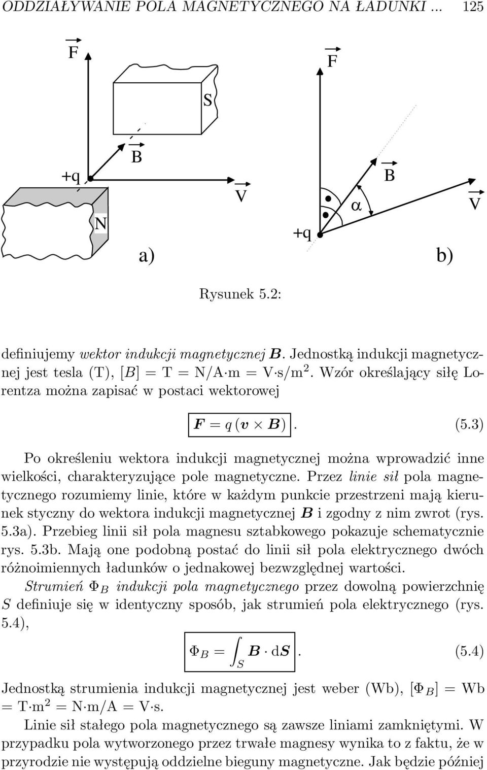 Pzez linie sił pola magnetycznego ozumiemy linie, któe w każdym punkcie pzestzeni mają kieunek styczny do wektoa indukcji magnetycznej i zgodny z nim zwot (ys. 5.3a).