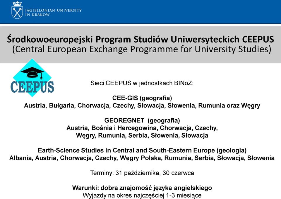 Węgry, Rumunia, Serbia, Słowenia, Słowacja Earth-Science Studies in Central and South-Eastern Europe (geologia) Albania, Austria, Chorwacja, Czechy, Węgry