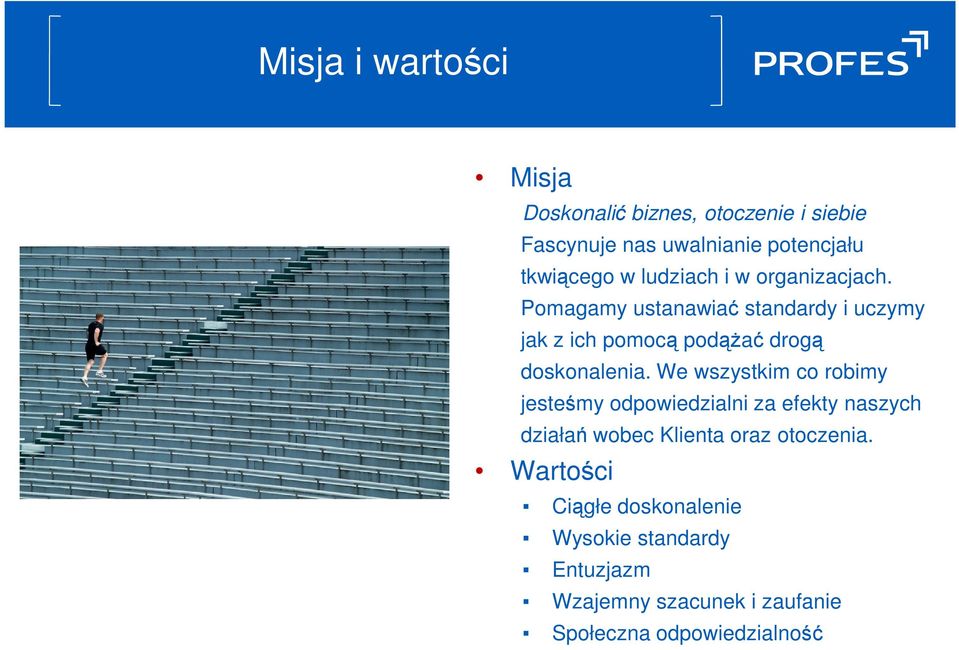 Pomagamy ustanawiać standardy i uczymy jak z ich pomocą podążać drogą doskonalenia.