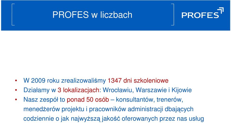 ponad 50 osób konsultantów, trenerów, menedżerów projektu i pracowników