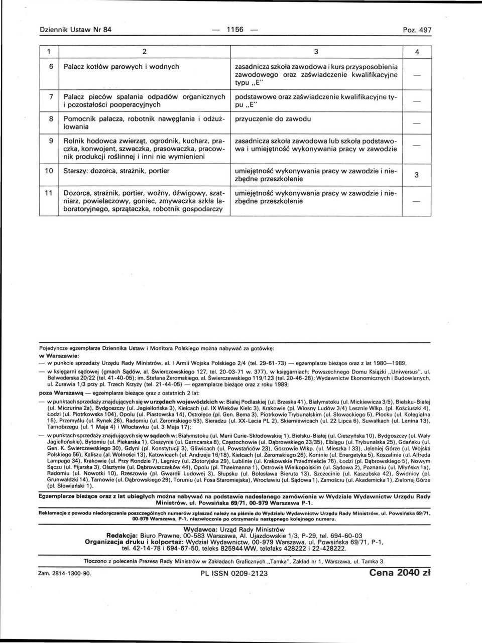 zawodu lowania 9 Rolnik hodo~ca zwierząt, ogrodnik, kucharz, pra zasadnicza szkoła zawodowa lub szkoła podstawoczka, konwojent, szwaczka, prasowaczka, pracow wa i umiejętność wykonywania pracy w