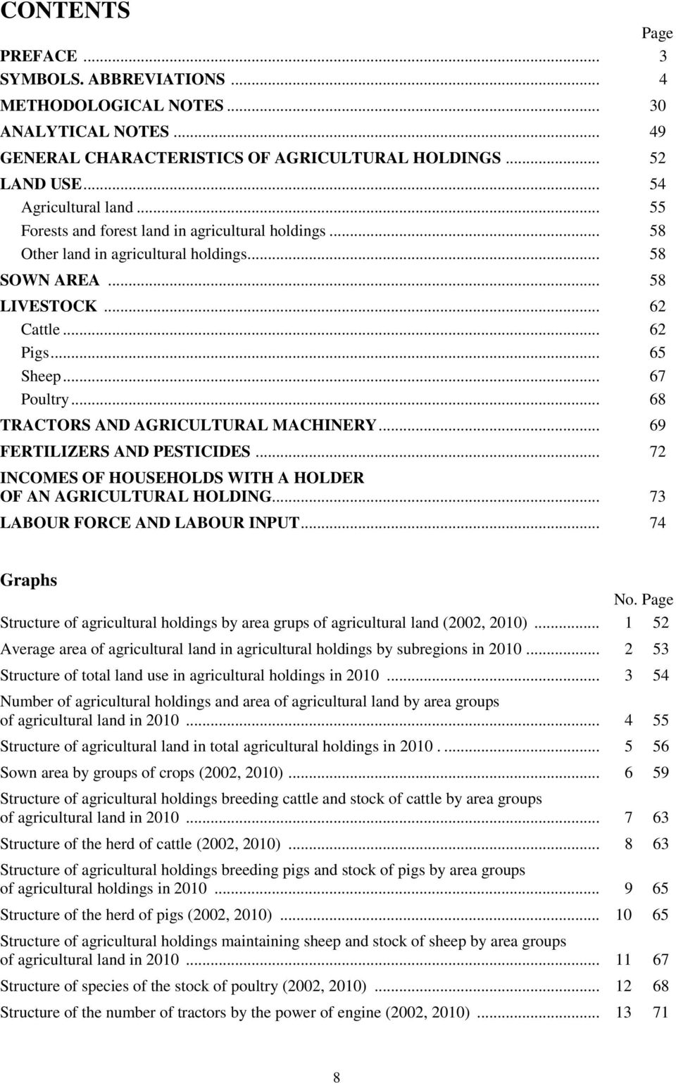 .. 68 TRACTORS AND AGRICULTURAL MACHINERY... 69 FERTILIZERS AND PESTICIDES... 72 INCOMES OF HOUSEHOLDS WITH A HOLDER OF AN AGRICULTURAL HOLDING... 73 LABOUR FORCE AND LABOUR INPUT... 74 Graphs No.