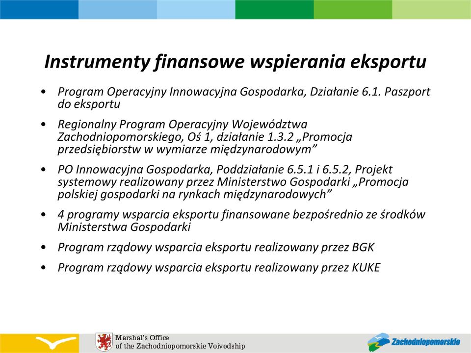 2 Promocja przedsiębiorstw w wymiarze międzynarodowym PO Innowacyjna Gospodarka, Poddziałanie 6.5.