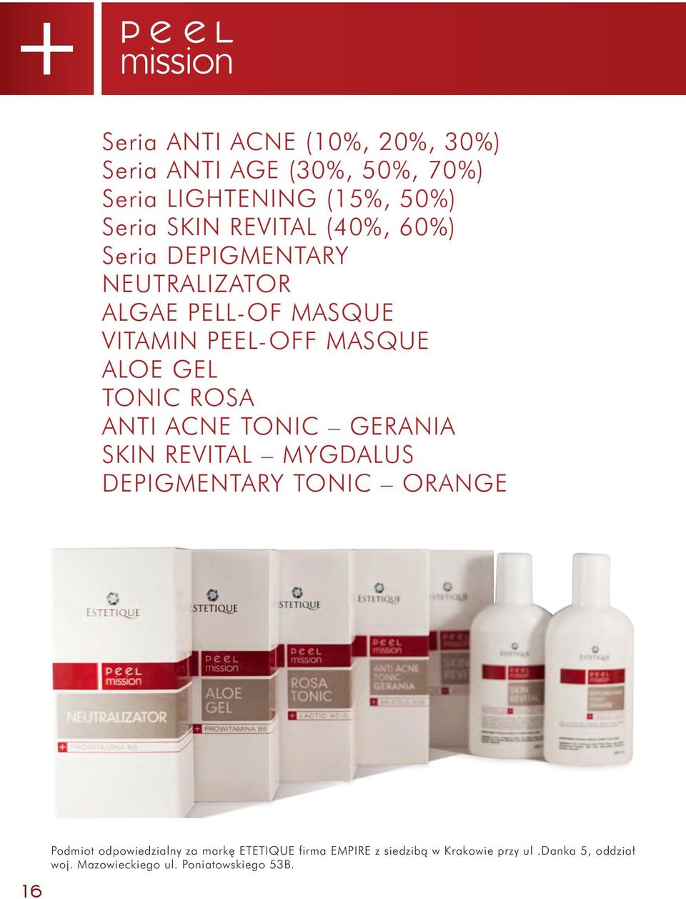 ANTI ACNE TONIC GERANIA SKIN REVITAL MYGDALUS DEPIGMENTARY TONIC ORANGE 16 Podmiot odpowiedzialny za markę