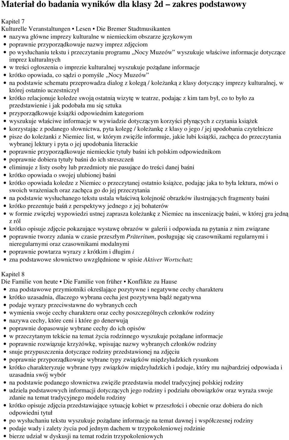 kulturalnej wyszukuje podane informacje krótko opowiada, co sdzi o pomyle Nocy Muzeów na podstawie schematu przeprowadza dialog z koleg / koleank z klasy dotyczcy imprezy kulturalnej, w której